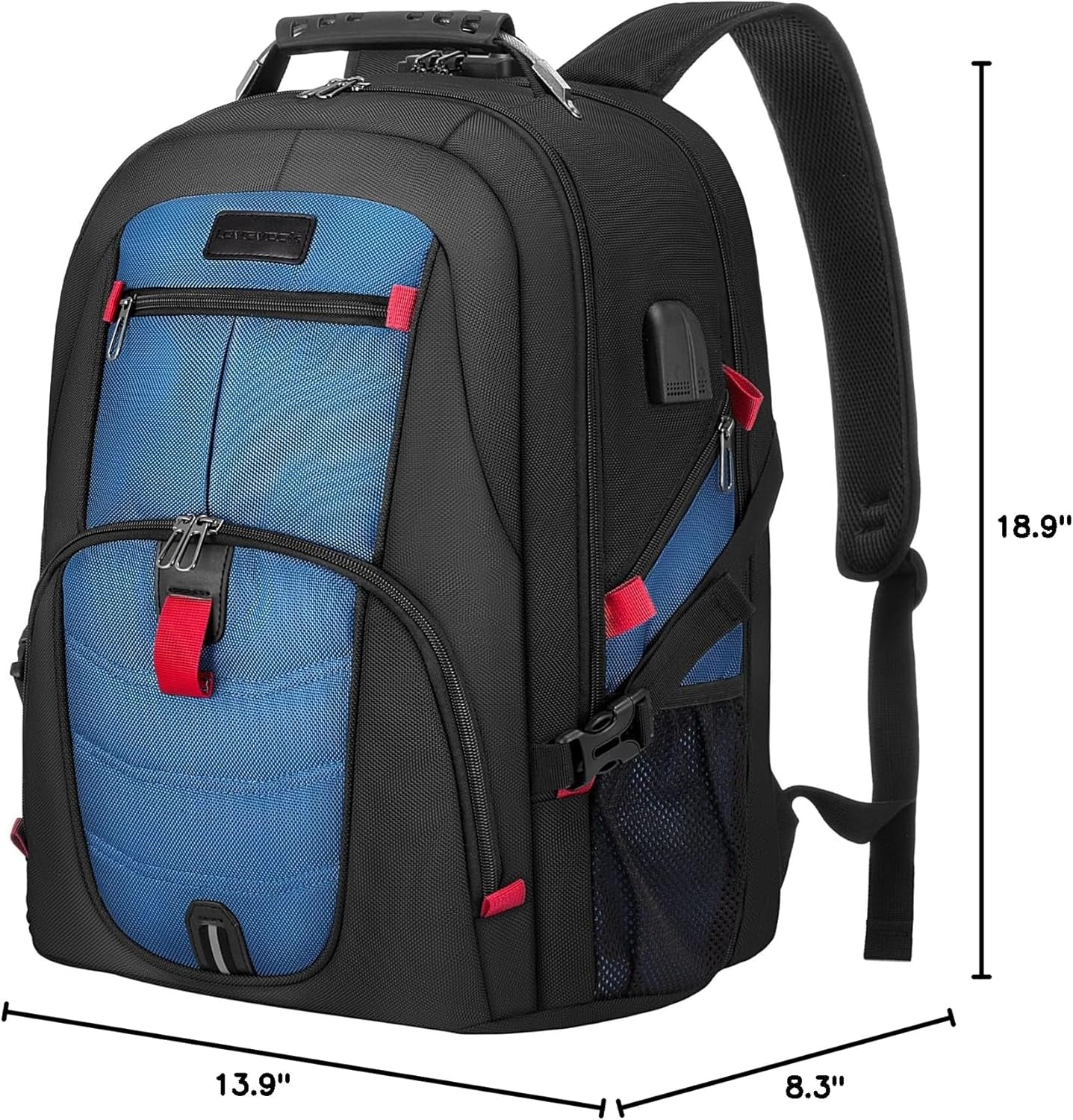 Travel Laptop Backpack Waterproof anti Theft Backpack with Lock and USB Charging Port Large 17-17.3 Inch Computer Business Backpack for Men Women Blue