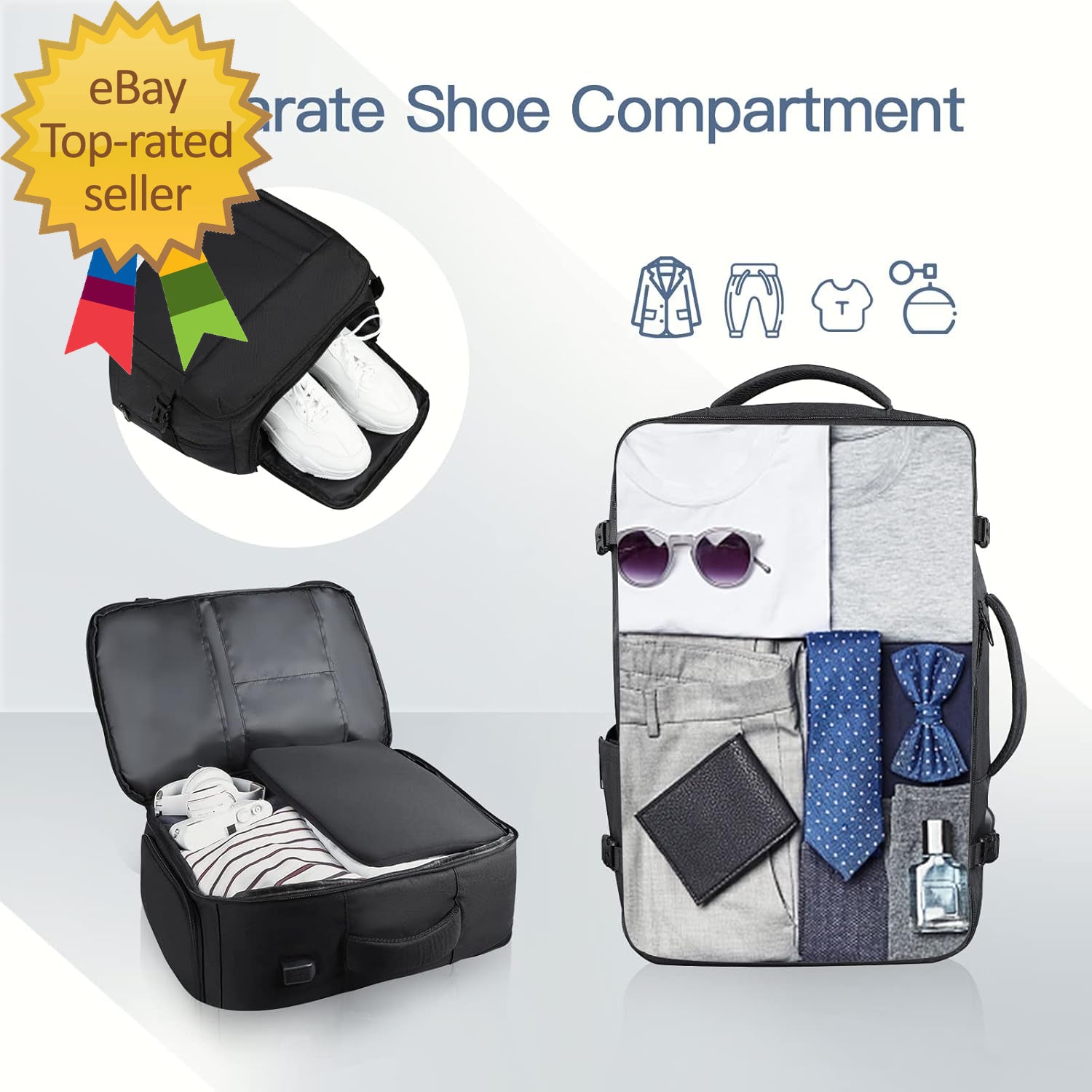 Carry on Backpack 50L Travel Backpack Luggage Backpack TSA Flight Approved