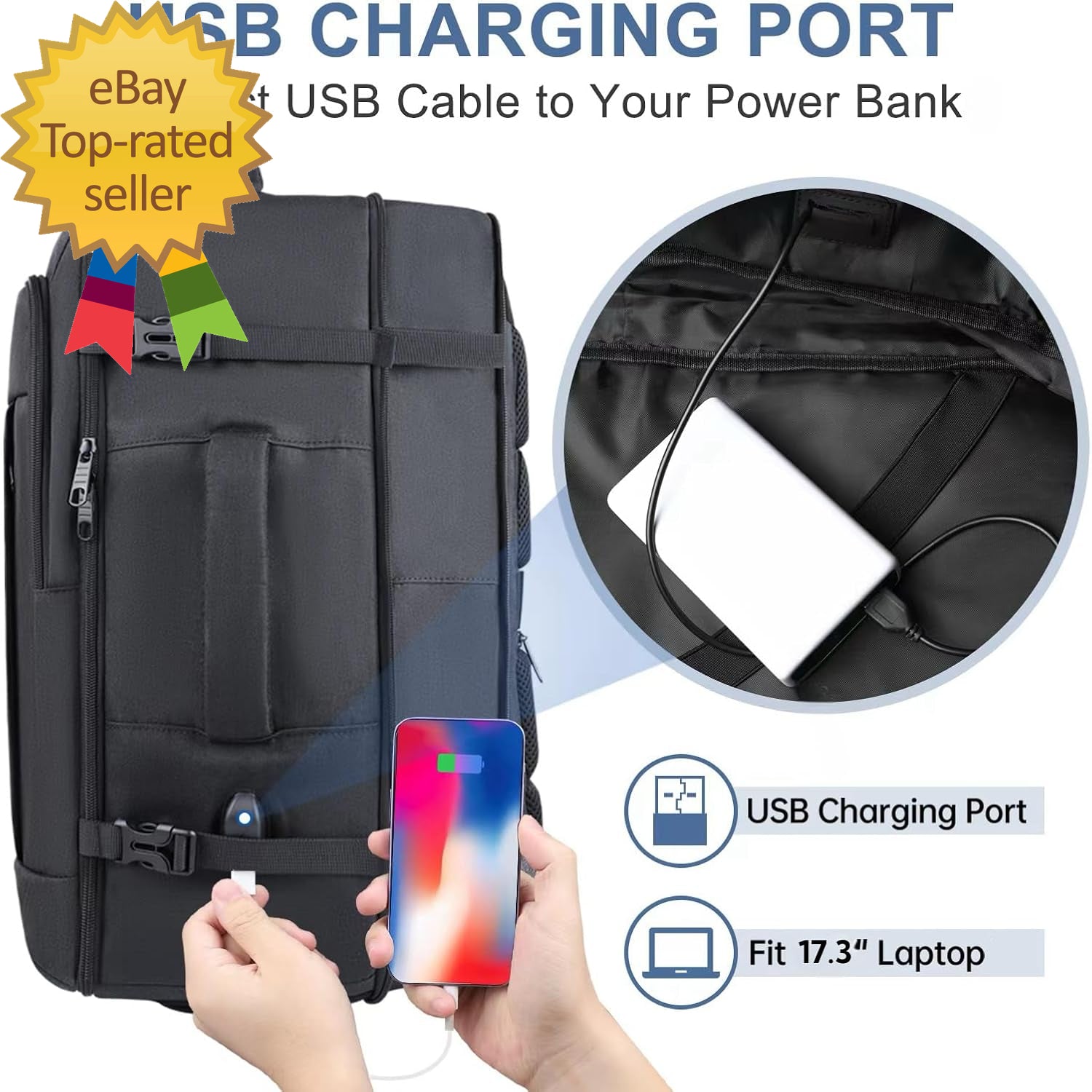 Carry on Backpack 50L Travel Backpack Luggage Backpack TSA Flight Approved