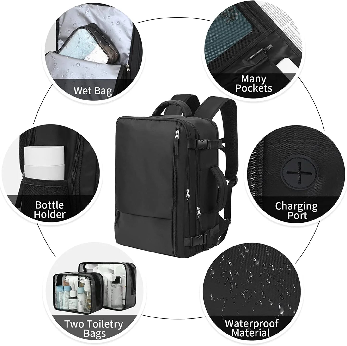 Extra Large Travel Backpack,Carry on Backpack,17 Inch Laptop Backpack,Hiking Backpack,School Bag,Black