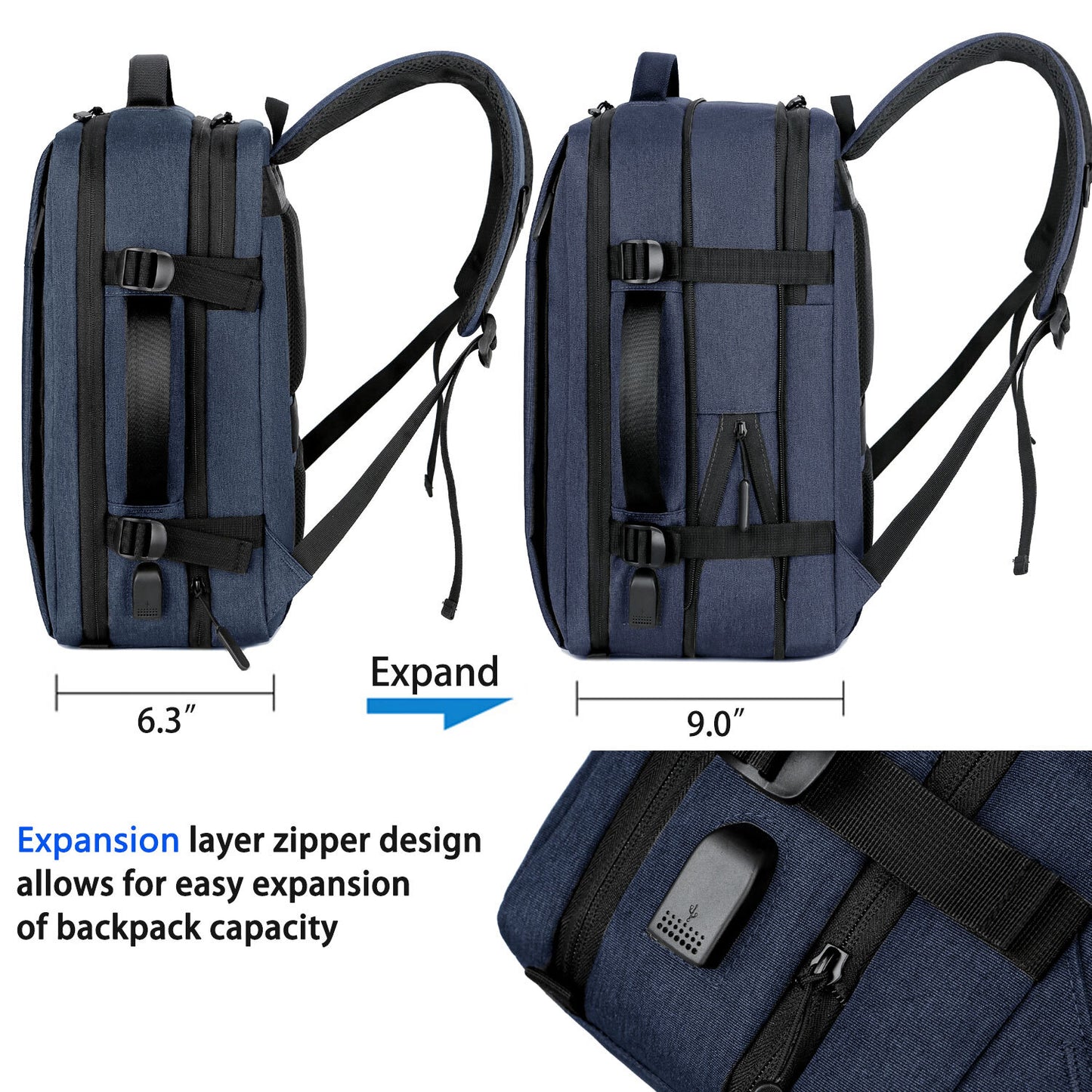 Expandable Carry on Backpack Extra Large Travel Backpack Weekender Backpack
