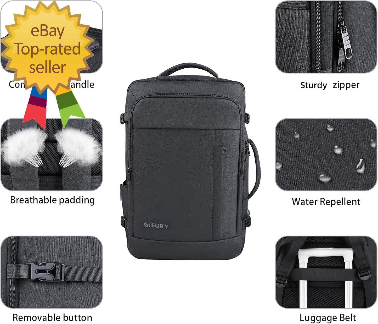 Carry on Backpack 50L Travel Backpack Luggage Backpack TSA Flight Approved