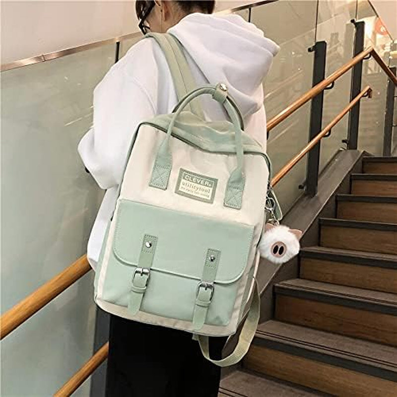Aesthetic Backpack Cute Kawaii Backpack for School Backpack Cute Aesthetic (Light Green)