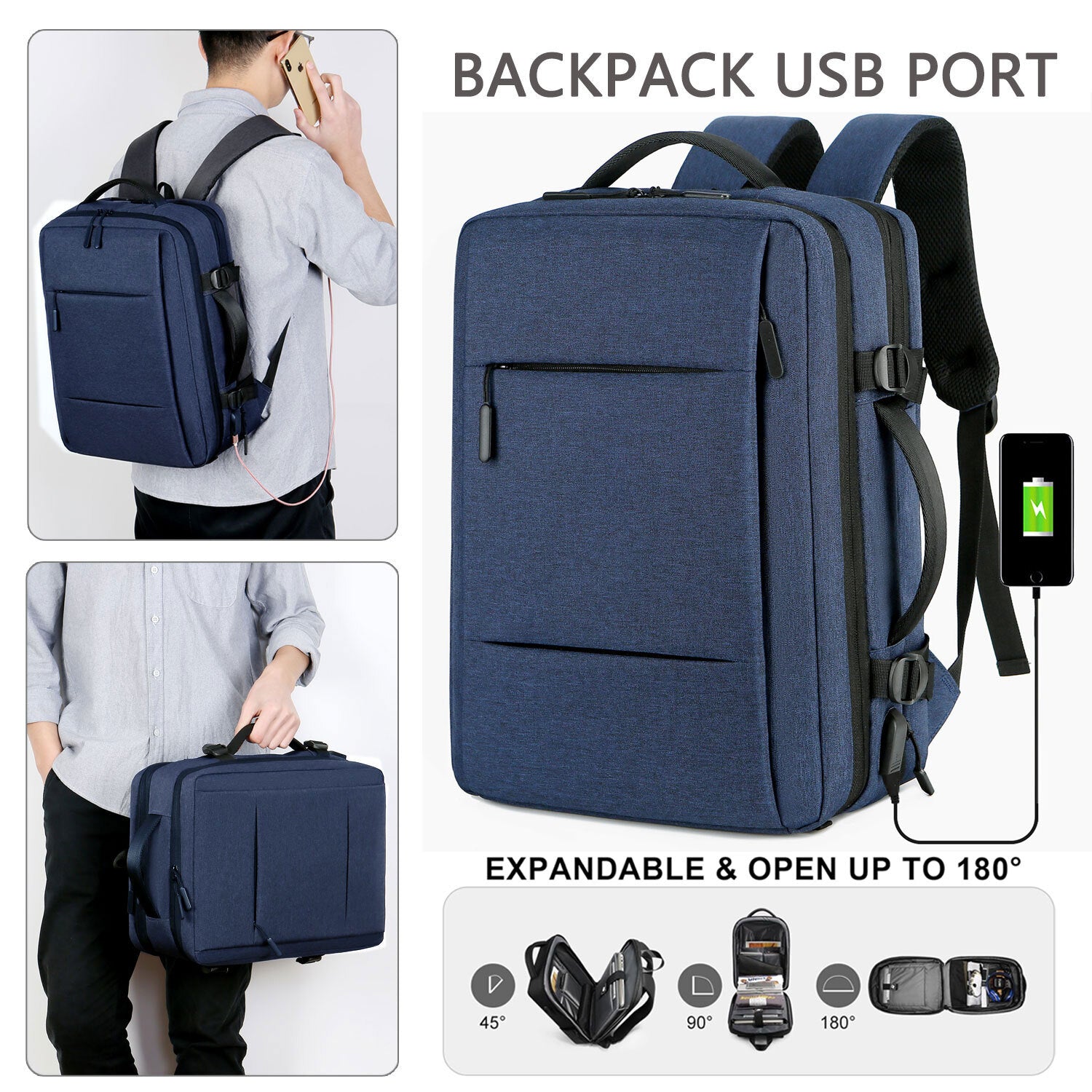 Expandable Carry on Backpack Extra Large Travel Backpack Weekender Backpack