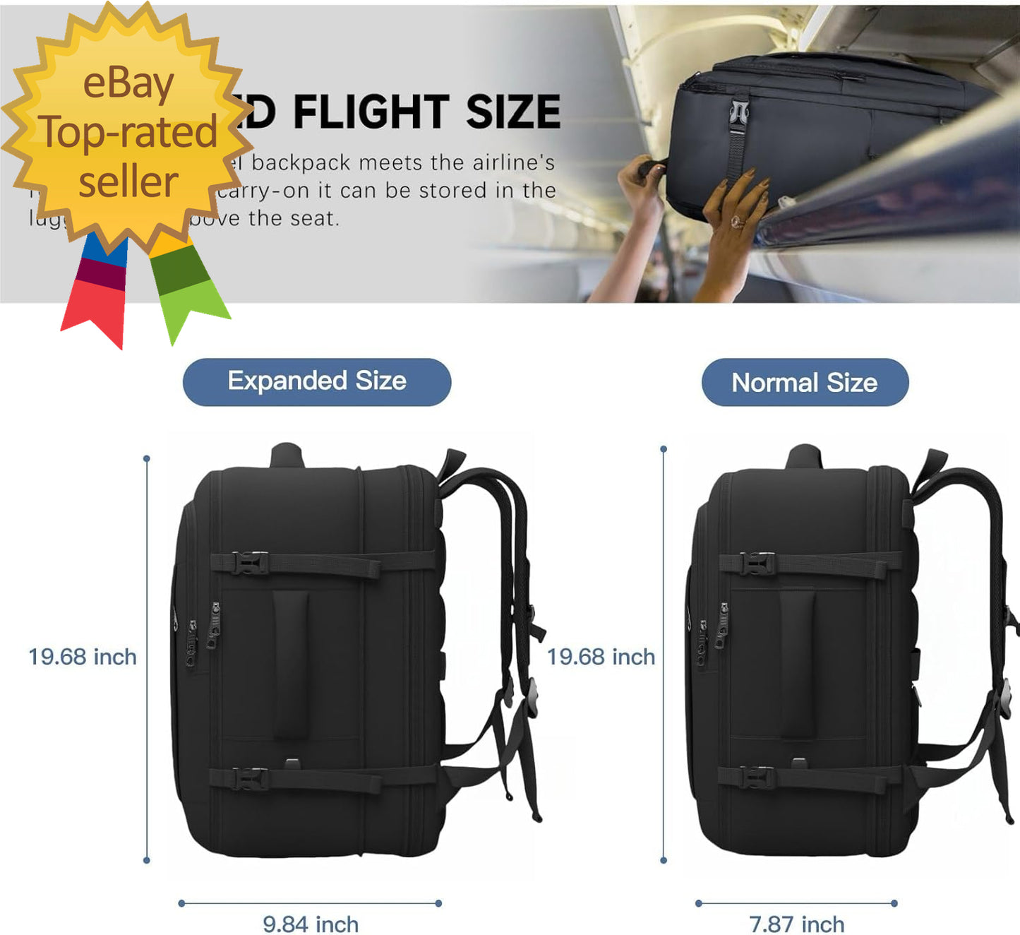 Carry on Backpack 50L Travel Backpack Luggage Backpack TSA Flight Approved