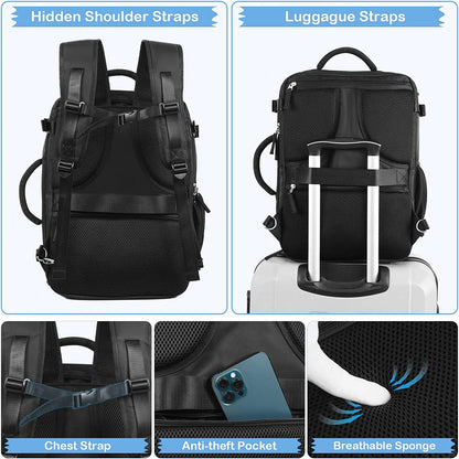 Extra Large Travel Backpack,Carry on Backpack,17 Inch Laptop Backpack,Hiking Backpack,School Bag,Black