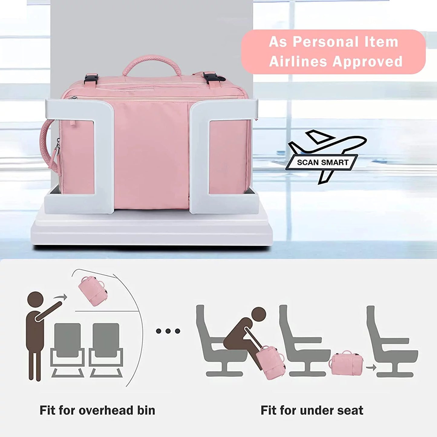 Extra Large Travel Backpack for Women as Person Item Flight Approved, 40L Carry on Backpack, 17 Inch Laptop Backpack, Waterproof Backpack, Hiking Backpack, Casual Bag Backpack(Pink)