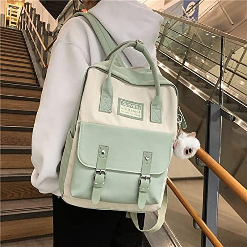 Aesthetic Backpack Cute Kawaii Backpack for School Backpack Cute Aesthetic (Light Green)