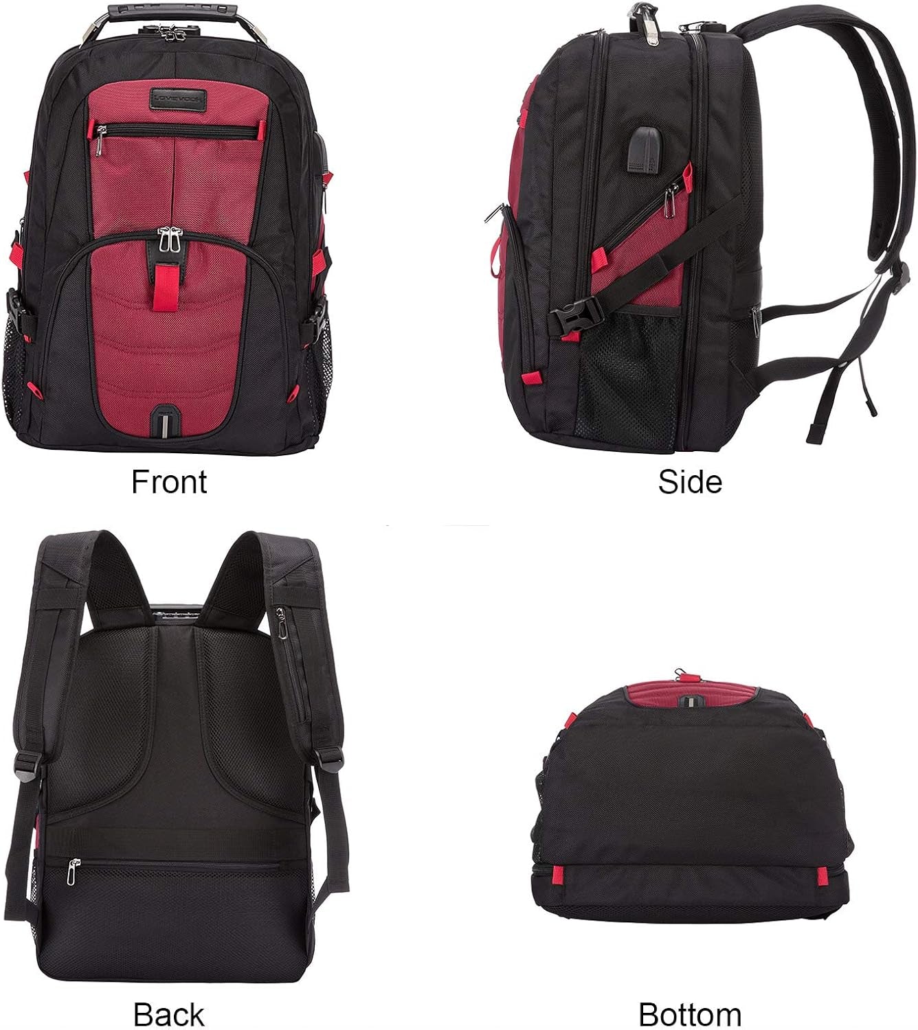 Travel Laptop Backpack Waterproof anti Theft Backpack with Lock and USB Charging Port Large 17-17.3 Inch Computer Business Backpack for Women Men Red