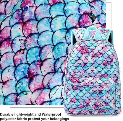 Girls Backpack Preschool School Bag for Kids Elementary Kindergarten Backpack Bookbag (Mermaid)