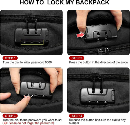 Travel Laptop Backpack Waterproof anti Theft Backpack with Lock and USB Charging Port Large 17-17.3 Inch Computer Business Backpack for Men Women Blue