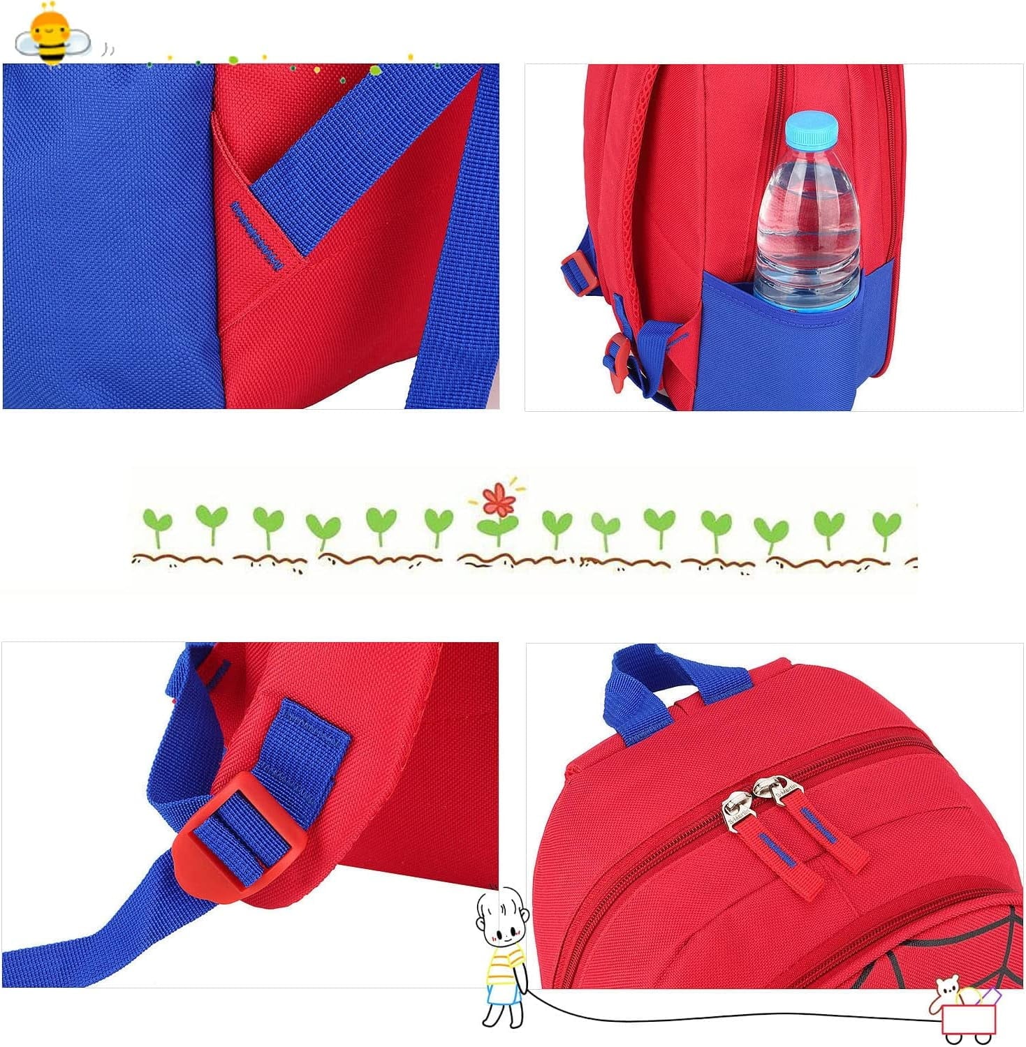 Spiderman Backpack, Little Superhero Backpack, Red Black Small Backpack for Fans, Small Bookbags, Back to School Gifts