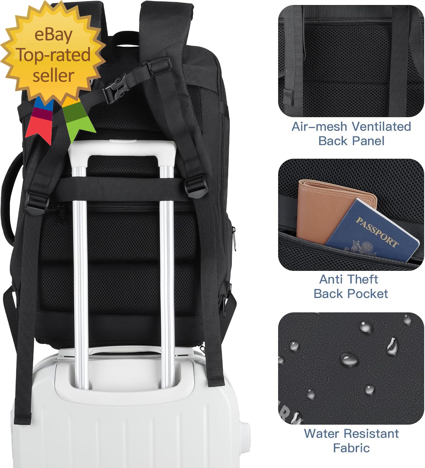 Carry on Backpack 50L Travel Backpack Luggage Backpack TSA Flight Approved