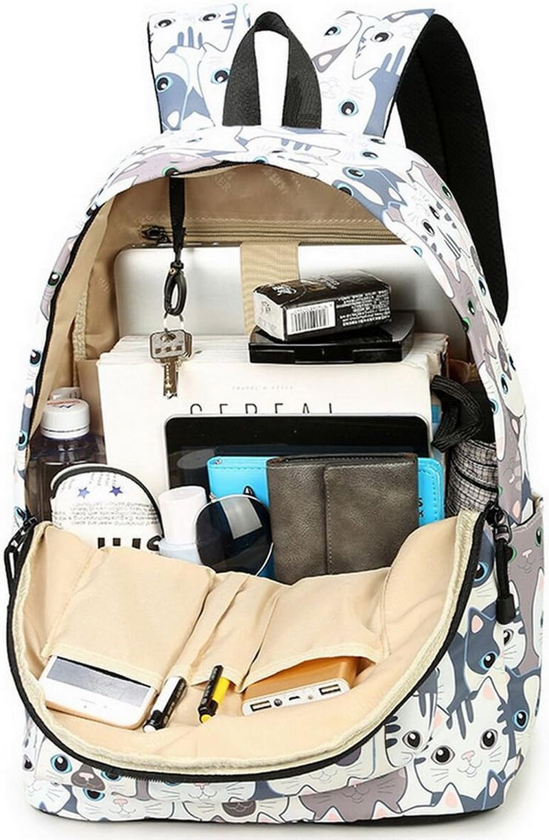 Leisure Backpack for Girls Teenage School Bag Women Backpack Purse Cat