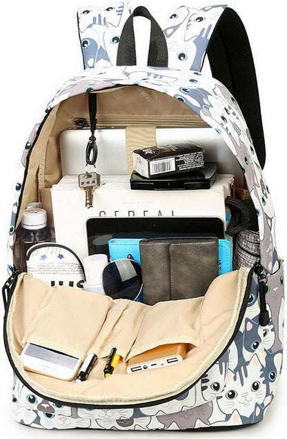 Leisure Backpack for Girls Teenage School Bag Women Backpack Purse Cat